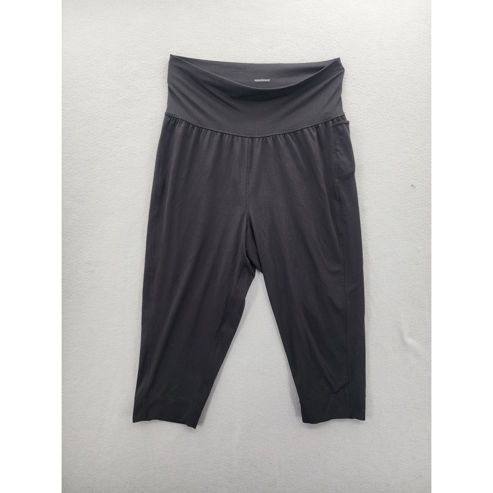 Patagonia Happy Hike Studio Crop Pants Black Womens Medium Yoga Hiking Capris